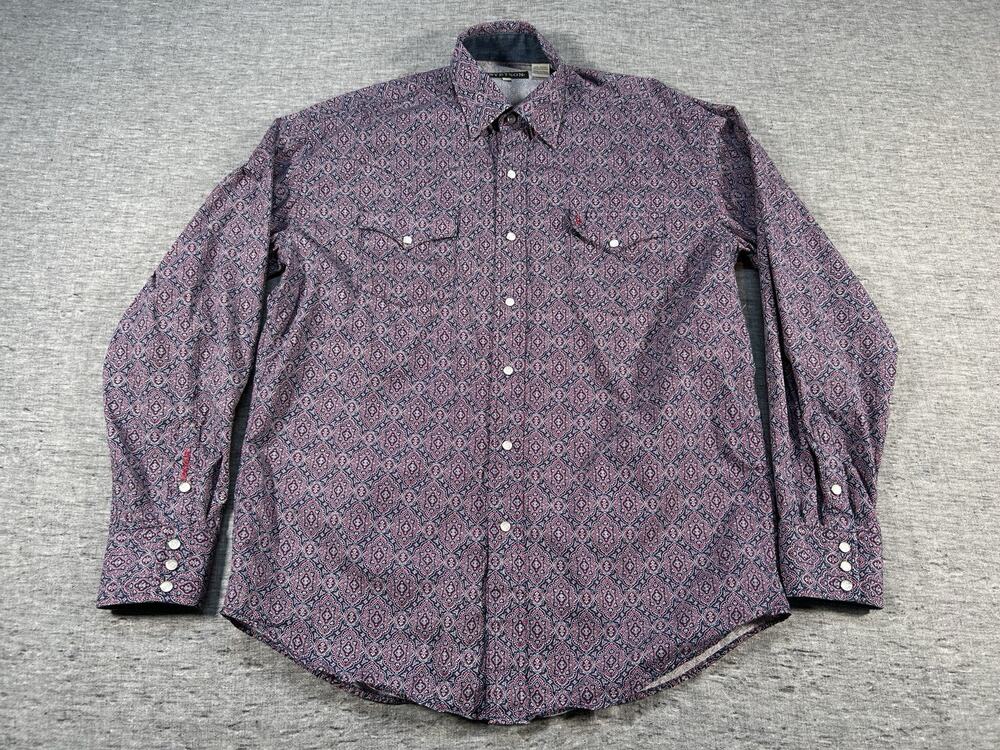 Stetson Pearl Snap Western Shirt Mens Large Colorful Long Sleeve Cotton Cowboy
